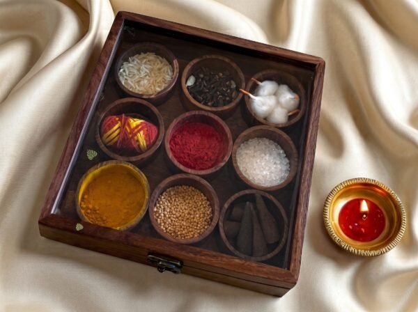 Wooden Pooja Samagri Box – Divine Elegance for Sacred Rituals