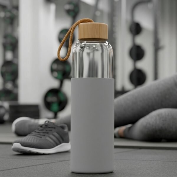 FitGlass Hydration Bottle – Bamboo Lid Sports Companion – JE-EFP015-IS