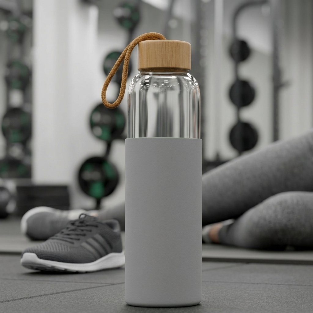FitGlass Hydration Bottle – Bamboo Lid Sports Companion - JE-EFP015-IS