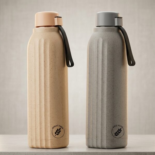 Royal Ribbed Grain Bottle – Wheat & Rice Husk Duo