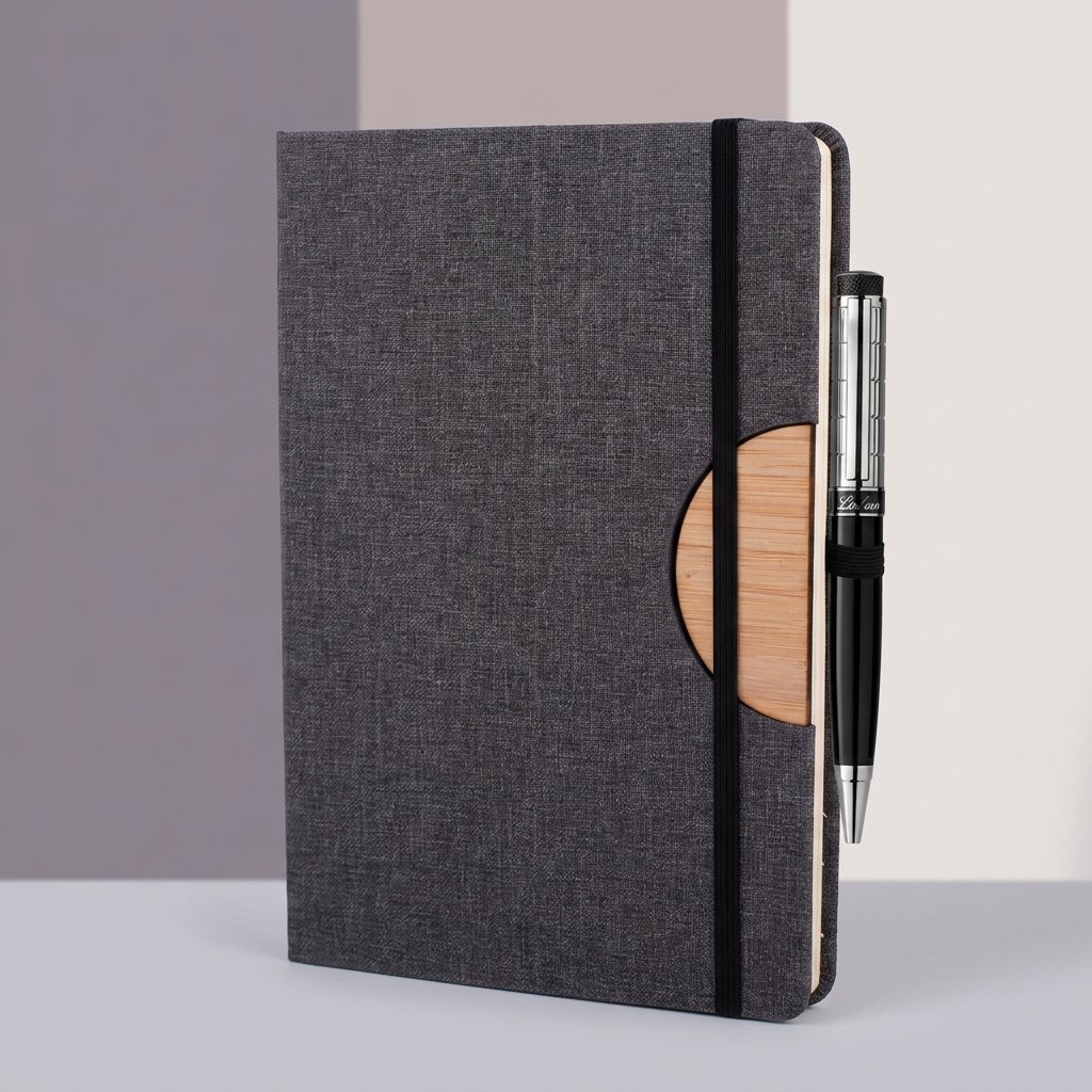 Slate Timber Diary – Half-Moon Wood Notebook