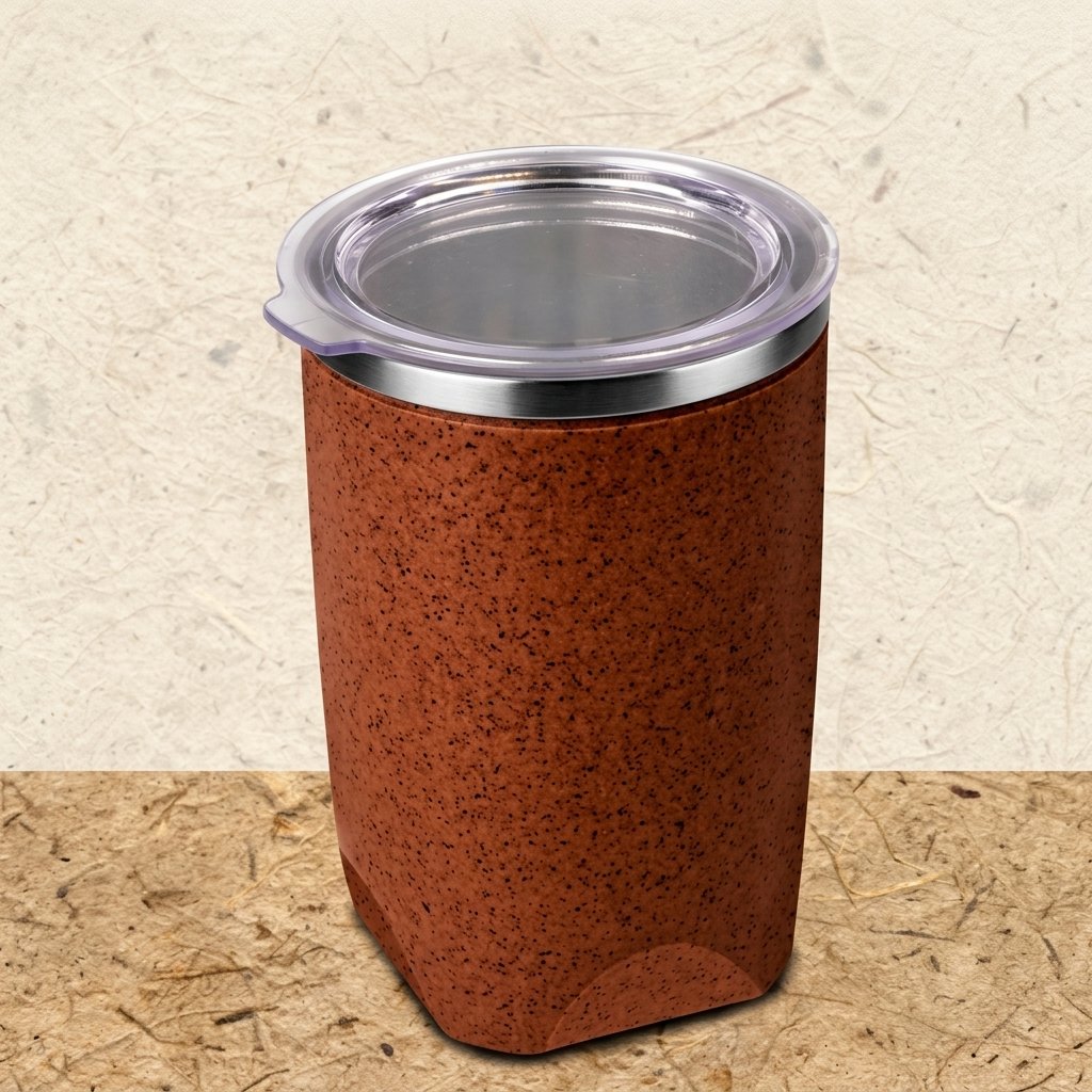 Earthy Husk Tumbler – Clear Lid Eco Cup