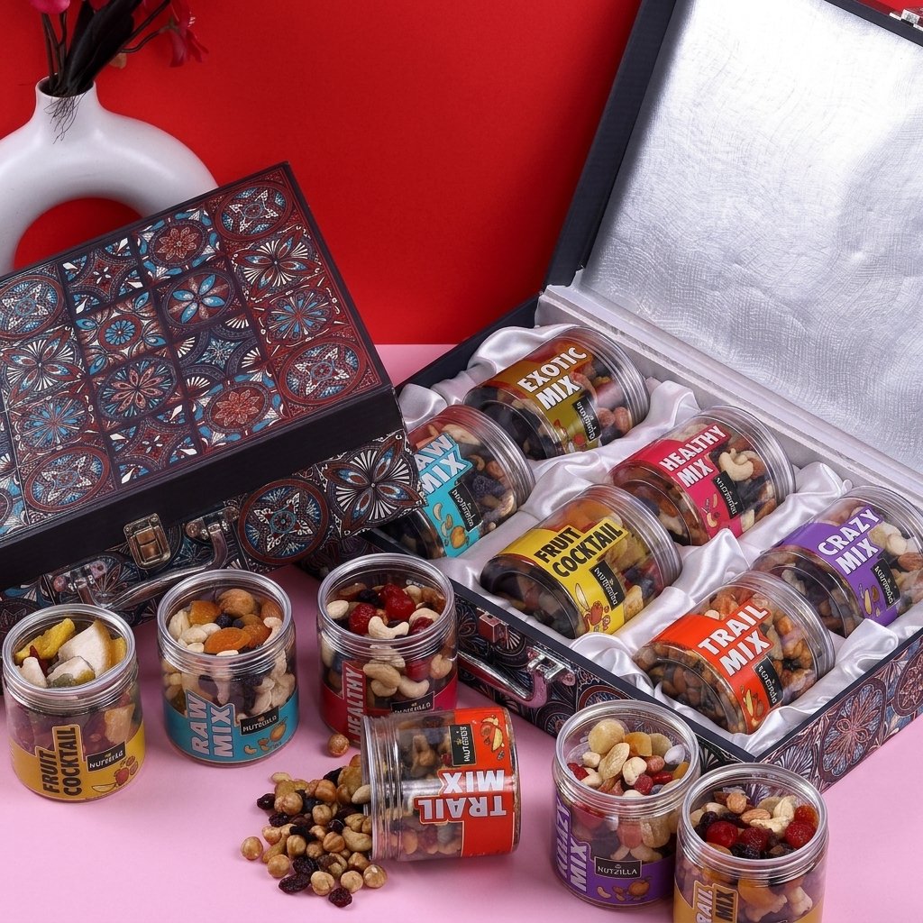 Royal Mosaic Treasure Box – 6 Jar Dry Fruit Collection