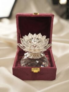 Royal Silver Lotus – Divine Crystal Bloom Showpiece