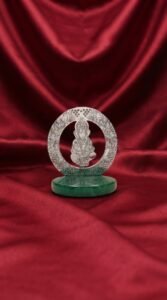 Royal Ganesh Halo Idol – Silver Ring Divine Blessing