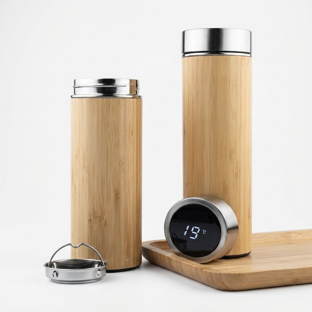 Royal Wood Finish Temp Flask – Nature Meets Smart Tech