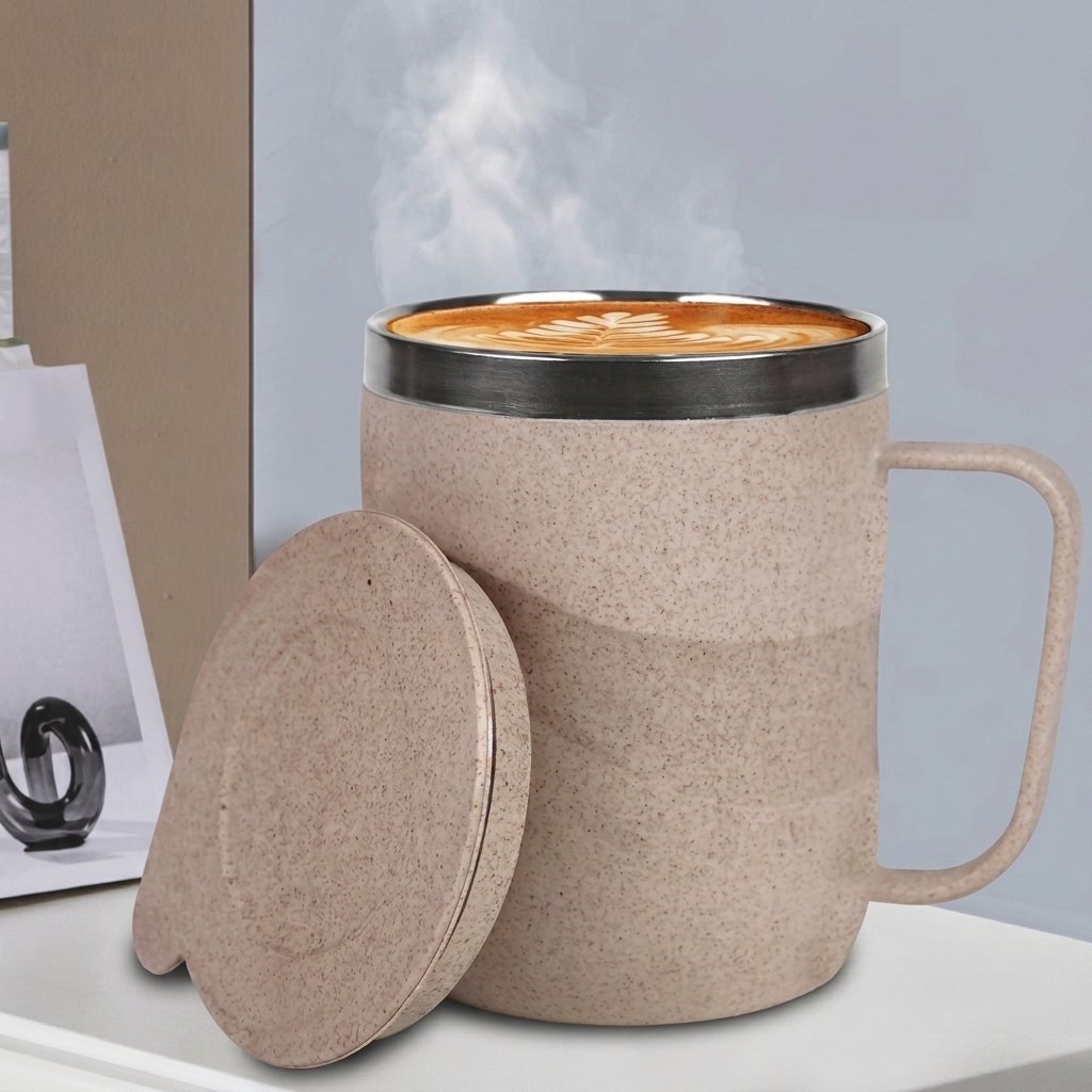 WheatBrew Mug – Eco Handle Coffee Cup with Lid