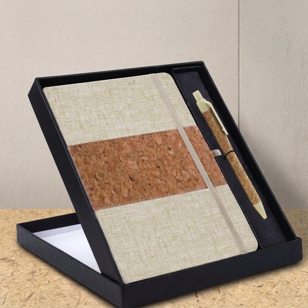 CorkLinen Duo – Notebook & Pen Presentation Gift Set