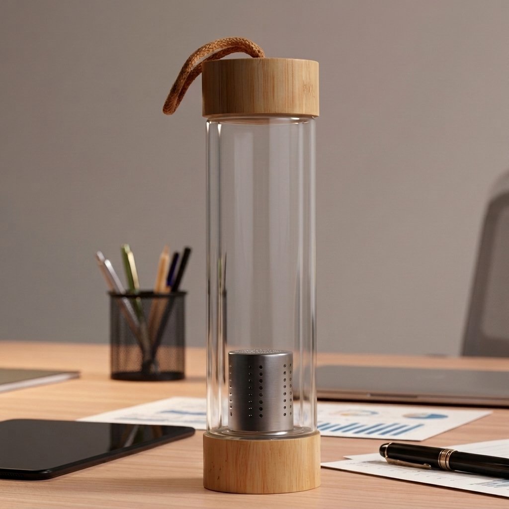 PureBrew Glass Bottle – Wooden Base Infuser Flask