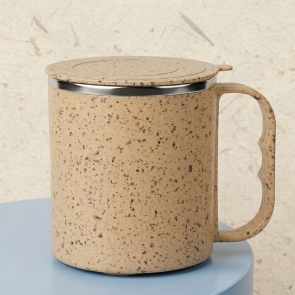 HuskBrew Mug – Speckled Coffee Finish Cup with Lid