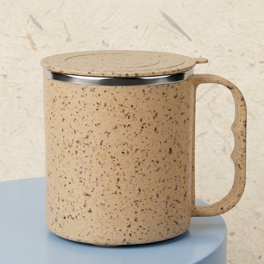 HuskBrew Mug – Speckled Coffee Finish Cup with Lid