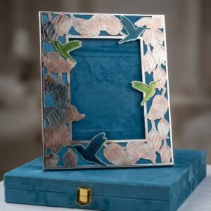 Blossom Flight Frame – Ornate Silver Photo Stand with Bird Accents