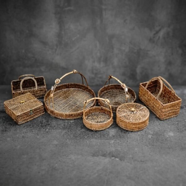 Rustic Weave Collection – Handwoven Rattan Basket Set