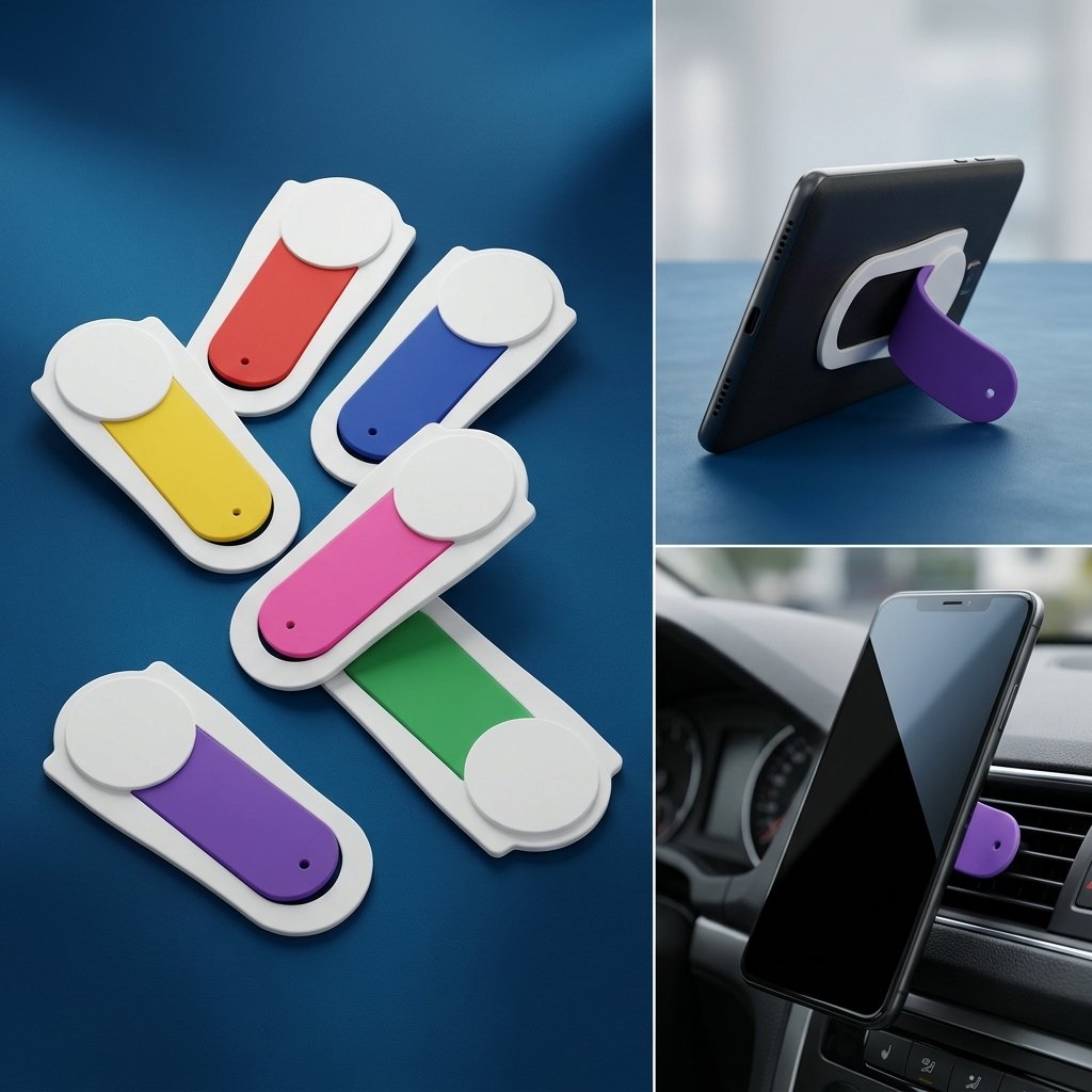 Flexi-Grip Phone Sticker Stand – Silicone Kickstand & Car Vent Mount