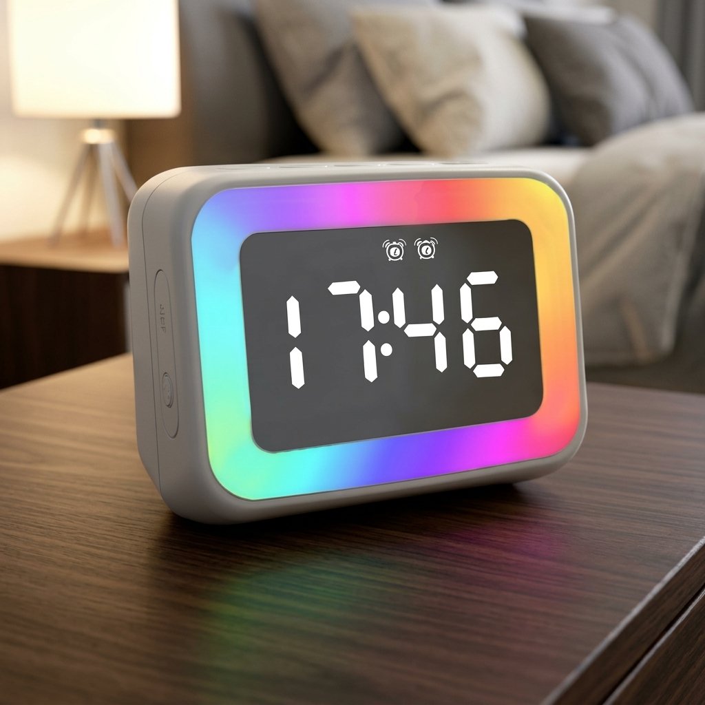 RGB Glow Digital Alarm Clock – Ambient LED Ring Time Display