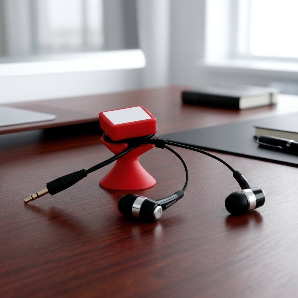 Metallic Bud Earphones with Mini Desk Stand – Wired Audio Set