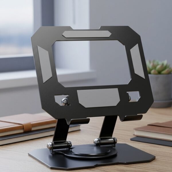 Industrial Frame Tablet Stand – Dual-Hinge Geometric Metal Holder