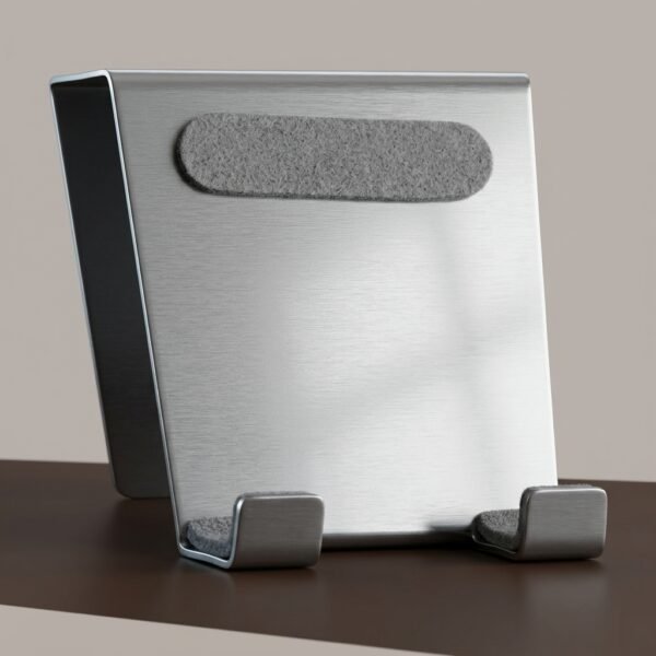Brushed Steel Panel Stand – Felt-Padded Tablet & Laptop Holder