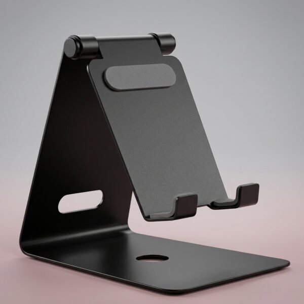 Wide-Base Angled Stand – Solid Matte Black Tablet Holder