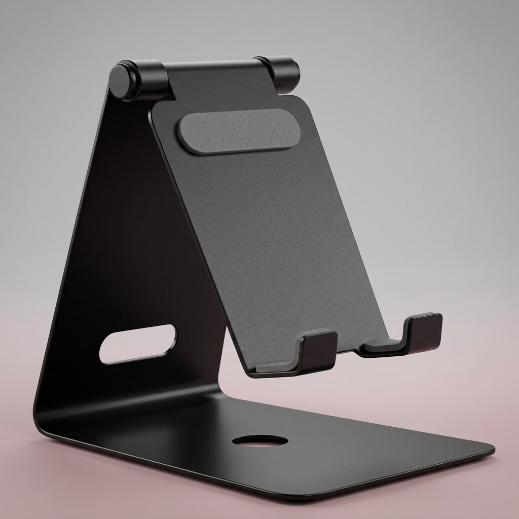 Wide-Base Angled Stand – Solid Matte Black Tablet Holder
