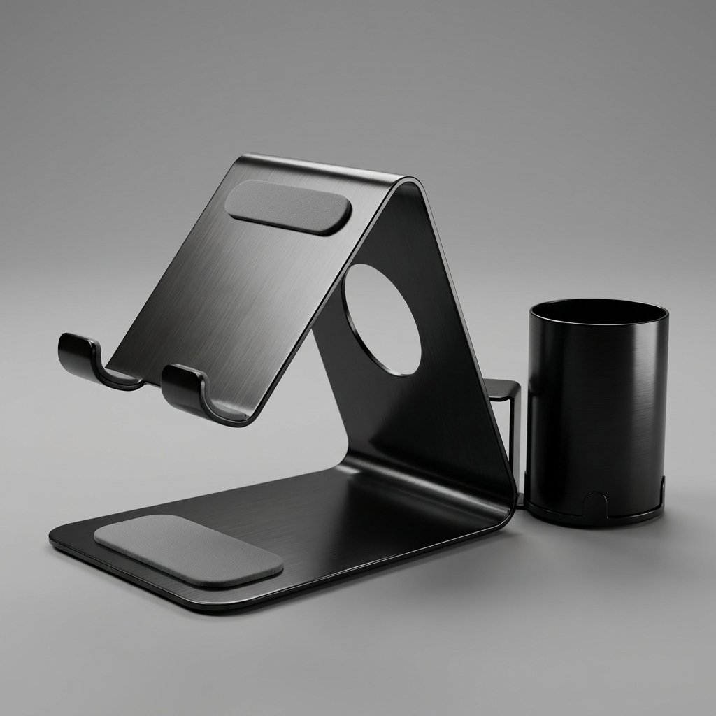 MonoStand & Cup Set – Aluminum Phone Holder + Attached Utility Cup