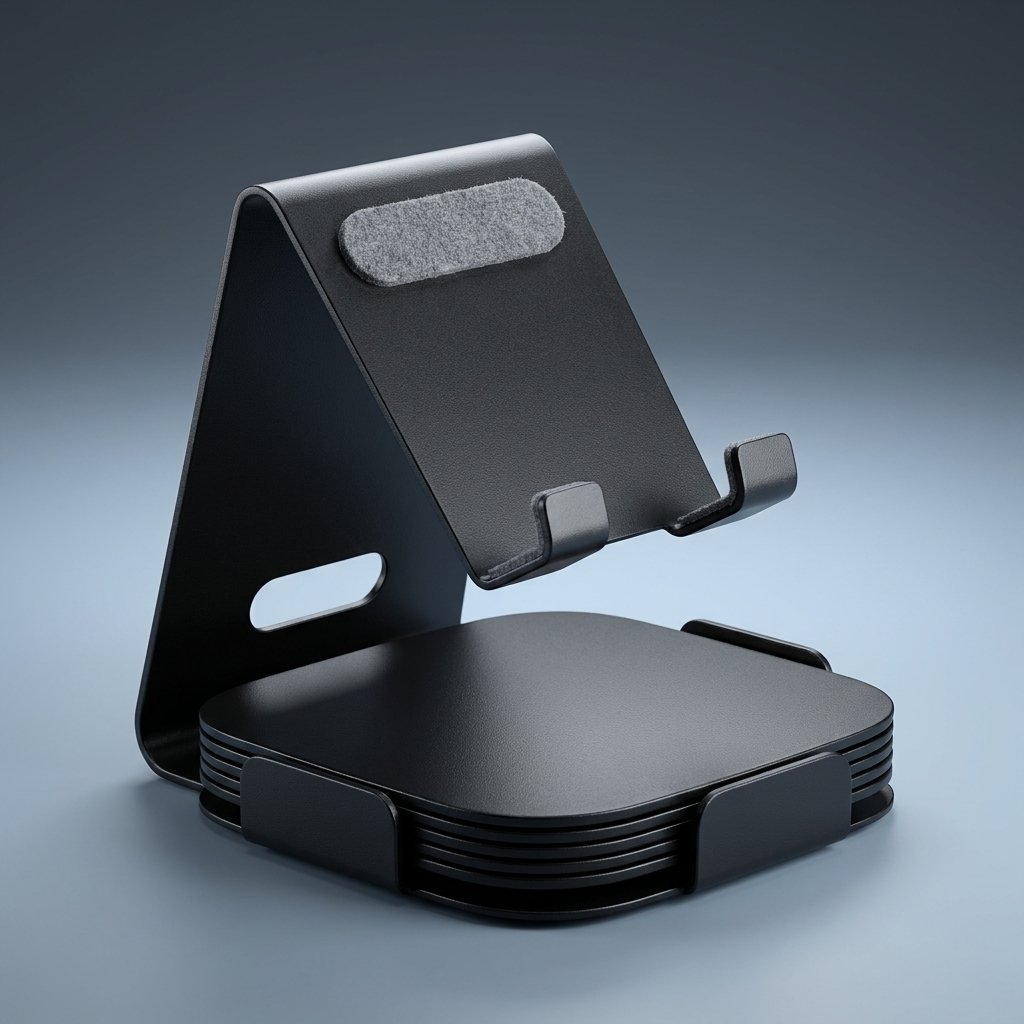 ArcTech Square – Metal Phone Stand with Built-In Memo Pad Tray