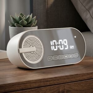 MirrorTime Bluetooth Speaker Clock – Mirrored Display Alarm & Sound System