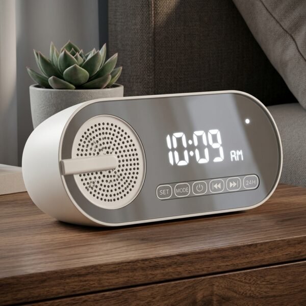 MirrorTime Bluetooth Speaker Clock – Mirrored Display Alarm & Sound System