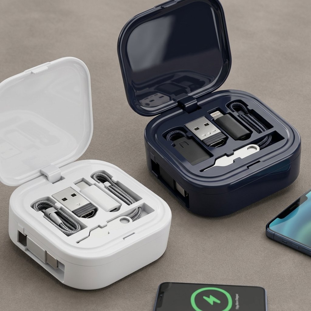 PocketPower Kit – Compact Charging Case with Cable & Power Bank