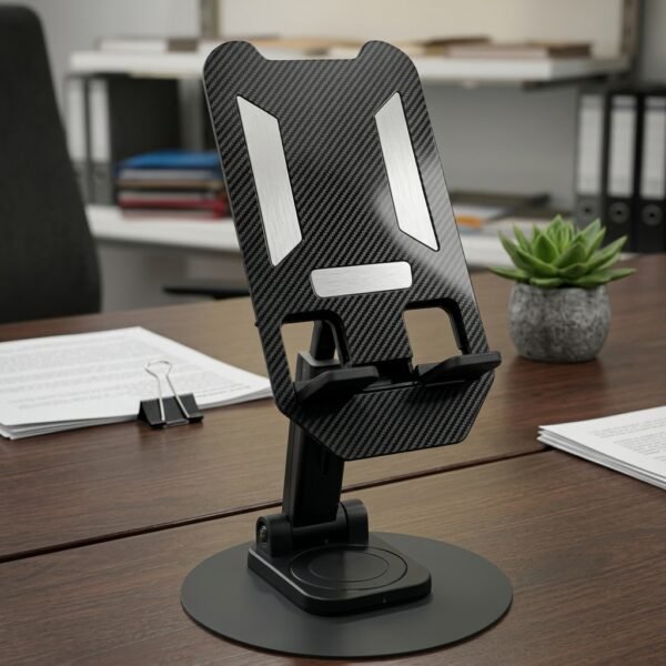 CarbonArc Wireless Charging Stand – Adjustable Carbon-Fiber Phone Holder
