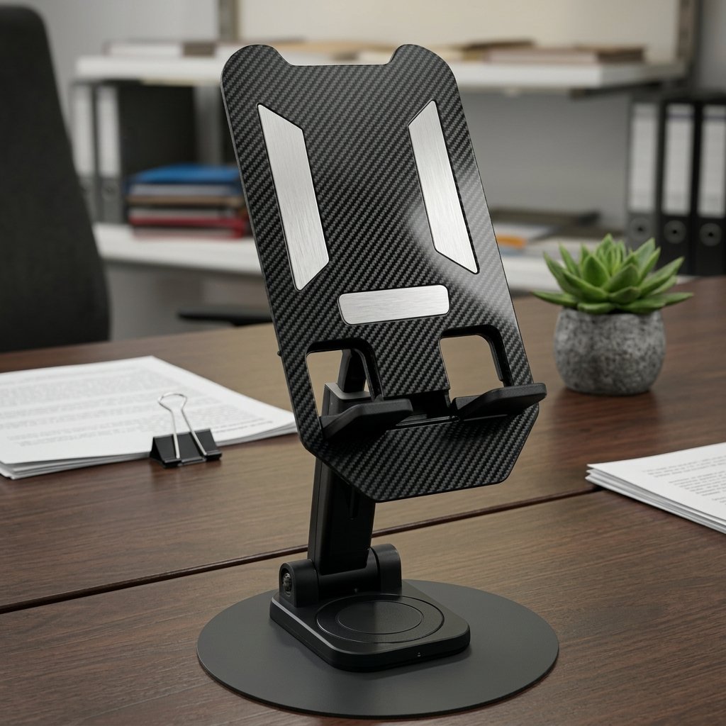 CarbonArc Wireless Charging Stand – Adjustable Carbon-Fiber Phone Holder