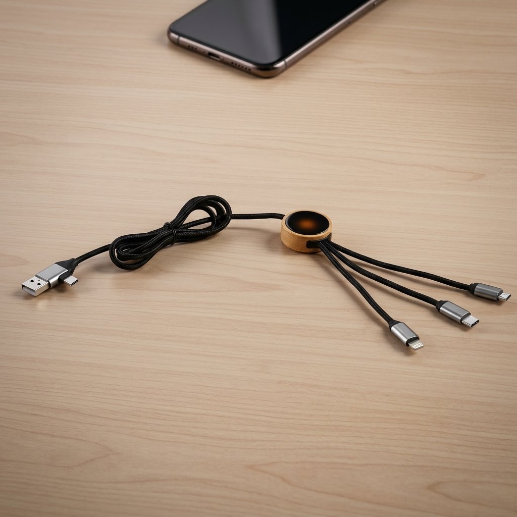 WoodLink 3-in-1 Charging Cable – Bamboo-Hub Multi-Connector Cord