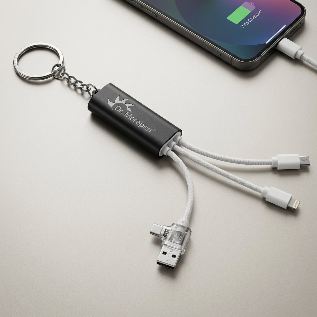 KeyCharge Metal Cable – Branded Keychain Multi-Connector Charger