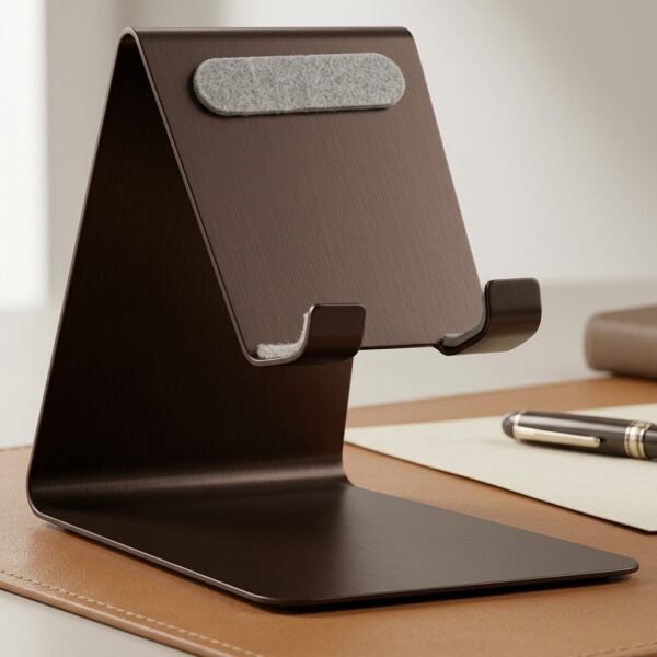 ArcTech Bronze – Brushed Copper-Tone Metal Phone Stand with Felt Cushion