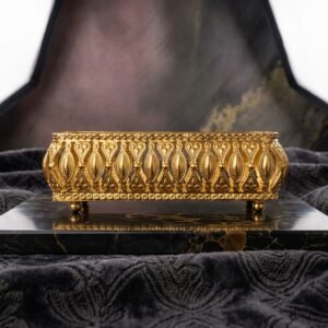 Royal Filigree Tray – Antique Gold Decorative Showpiece