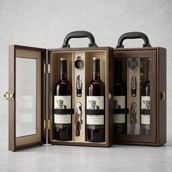 Executive Vintner Case – Wooden Wine Carrier with Accessories