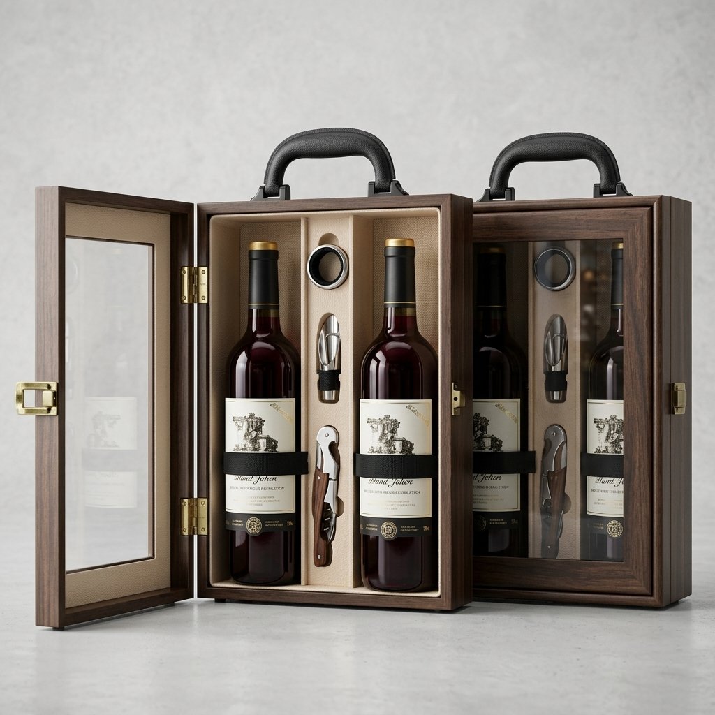 Executive Vintner Case – Wooden Wine Carrier with Accessories