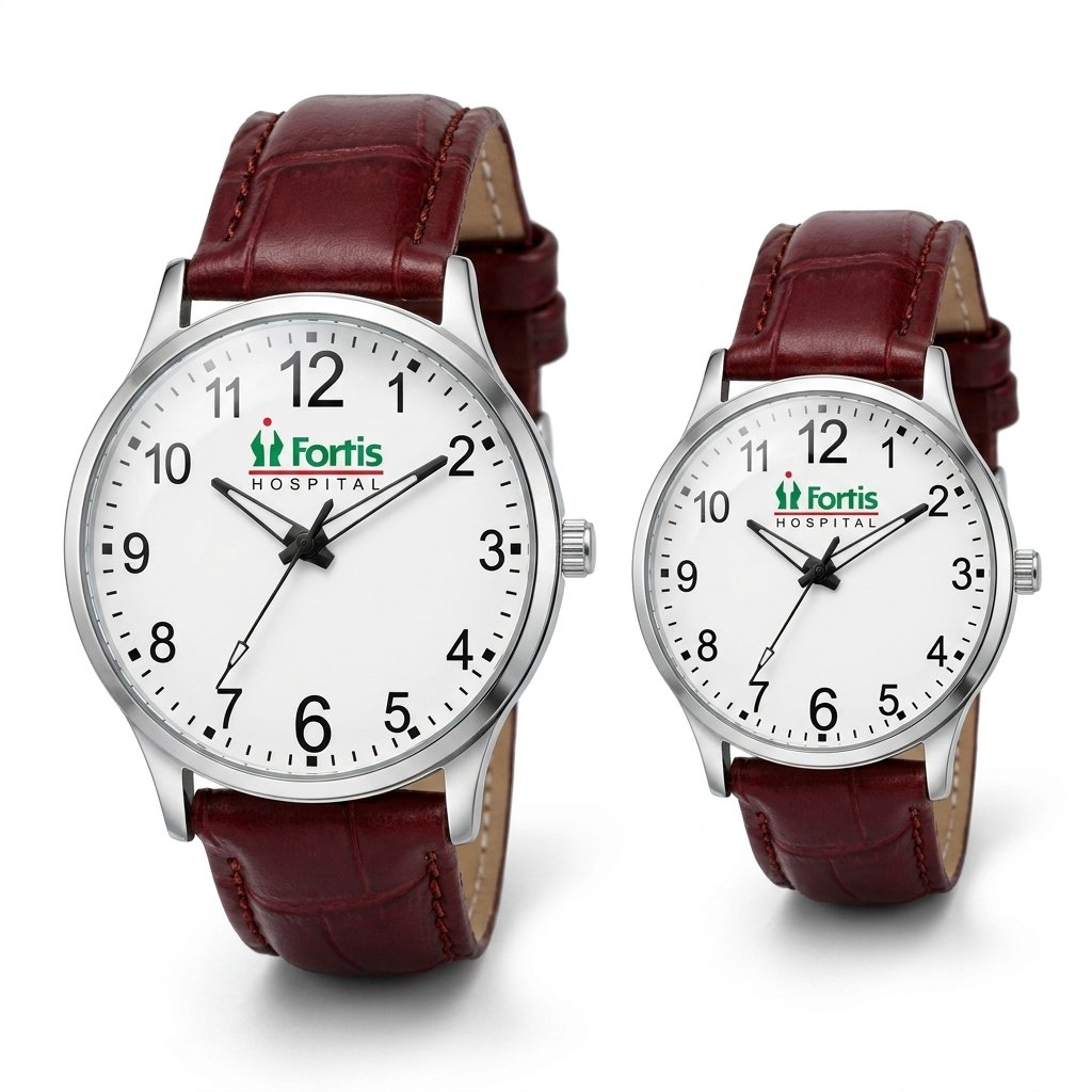 Classic White Dial Duo – His & Hers Croc-Textured Leather Watch Set