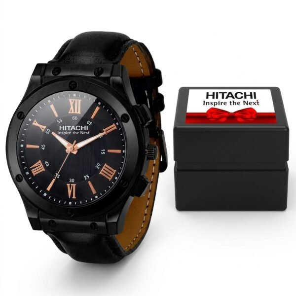 Midnight Bezel Watch – Bold-Screw Black Case with Roman Numeral Dial