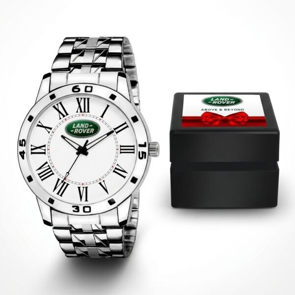 Roman Steel Explorer Watch – Bold Numeral Dial with Branded Gift Box