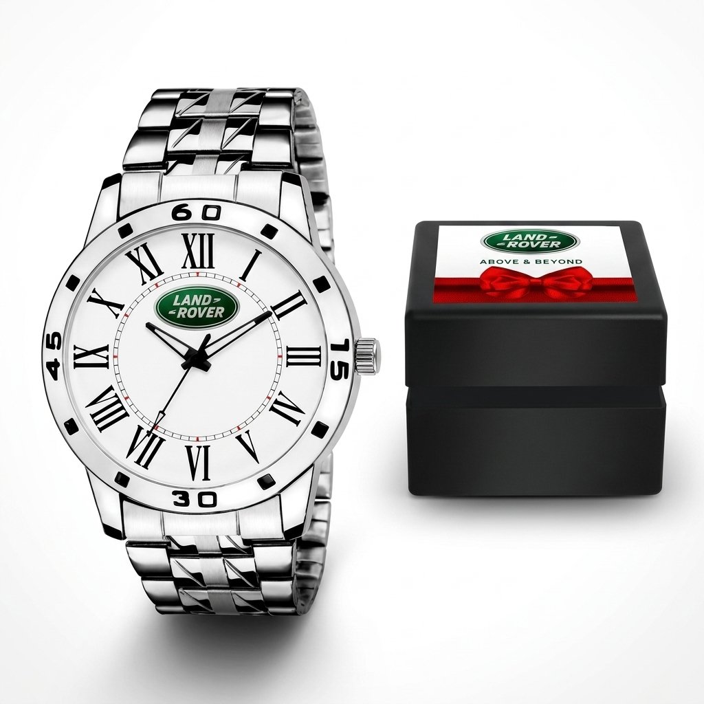 Roman Steel Explorer Watch – Bold Numeral Dial with Branded Gift Box