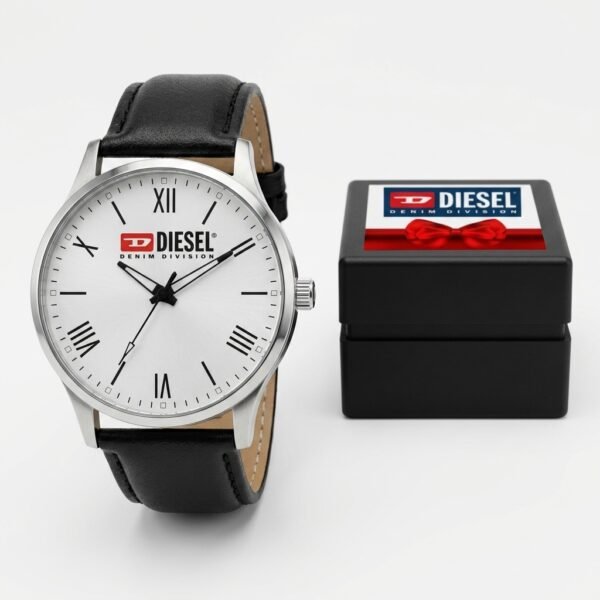 Minimalist Roman Dial Watch – Black Leather Strap with Branded Gift Box