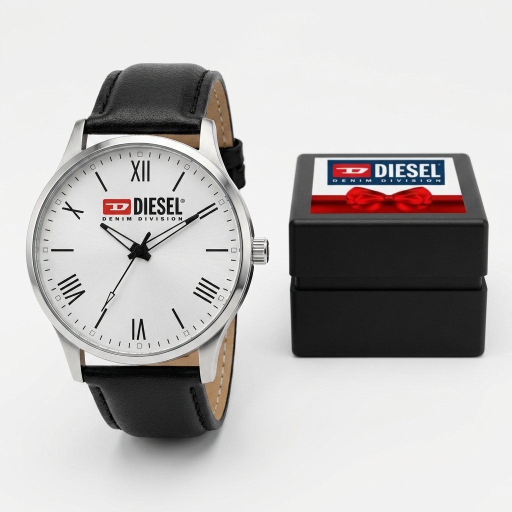 Minimalist Roman Dial Watch – Black Leather Strap with Branded Gift Box