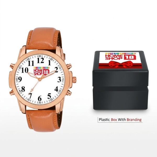 Rose Gold Pilot Watch – Multi-Crown Tan Leather with Branded Gift Box