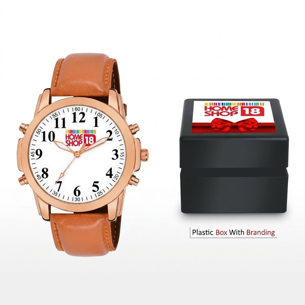 Rose Gold Pilot Watch – Multi-Crown Tan Leather with Branded Gift Box
