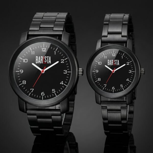 All-Black Duo – His & Hers Barista Edition Steel Watch Set