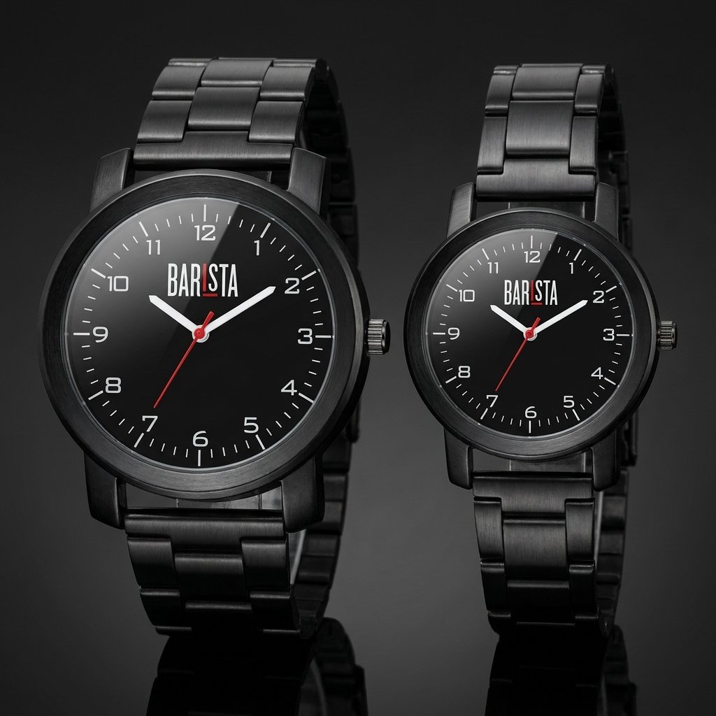 All-Black Duo – His & Hers Barista Edition Steel Watch Set