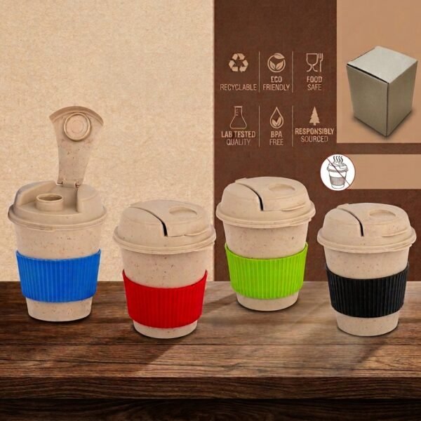 WheatSip Travel Cup – Eco Coffee Cup with Silicone Grip