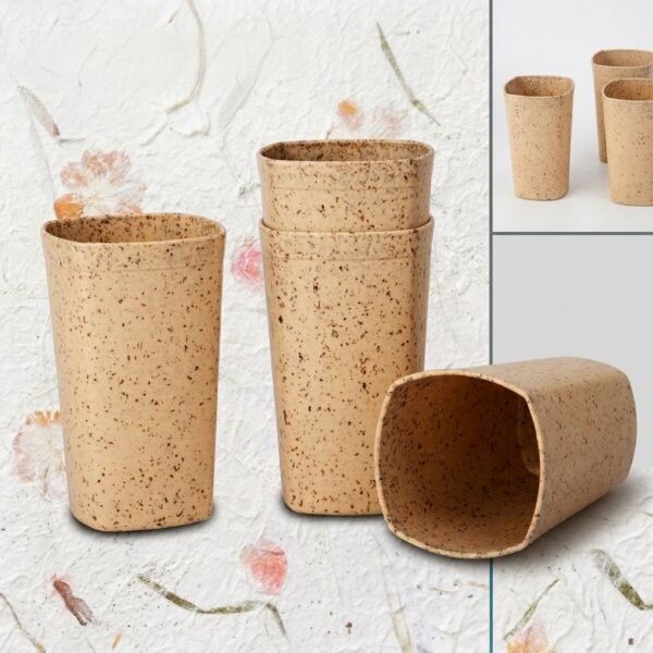 WheatStack Tumblers – Eco Speckled Drinking Glass Set