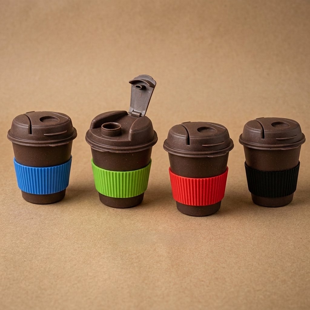 HuskSip Travel Cup – Coffee Husk Finish Cup with Grip Sleeve